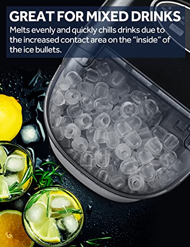 Ice Maker Machine for Countertop, Self-Cleaning Function, 26Lbs/24H Portable Ice Maker, 9 Cubes Ready in 6 Mins, Compact Ice Cube Maker with Ice Scoop & Basket for Home Kitchen Office Bar (Black)
