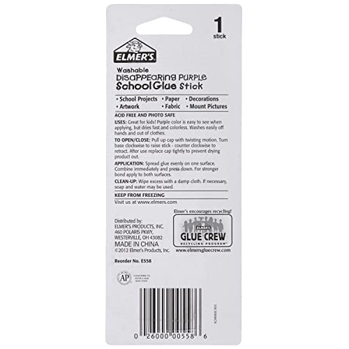 Elmer's Jumbo Disappearing Purple School Glue Stick, 1.4 Ounces