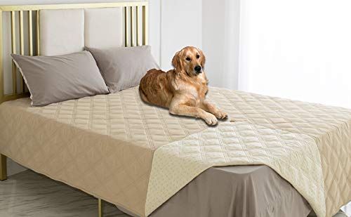 Ameritex Waterproof Dog Bed Cover Pet Blanket with Anti-Slip Back for Furniture Bed Couch Sofa (52x82 Inches, Beige)