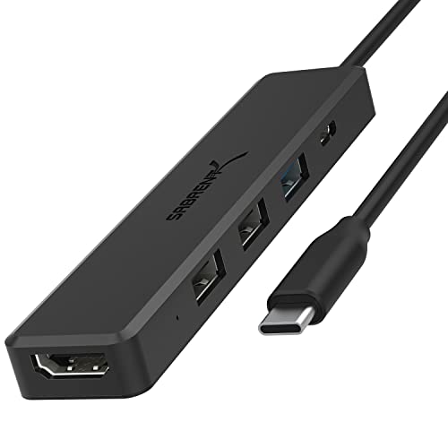 Sabrent Multi-Port USB Type-C Hub with 4k HDMI | Power Delivery (60 Watts) | 1 USB 3.0 Port | 2 USB 2.0 Ports (HB-TC5P)