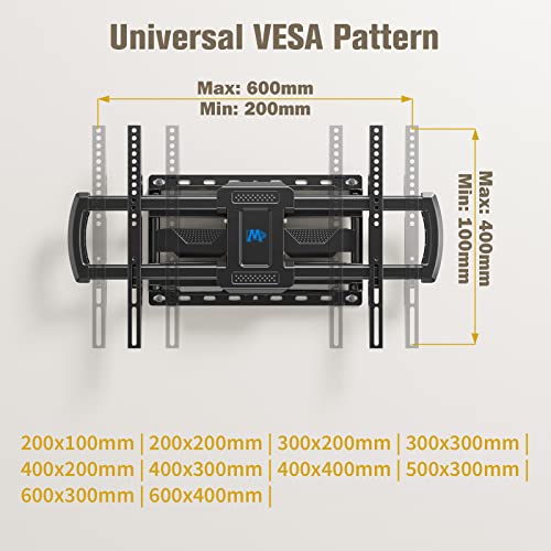 Mounting Dream TV Mount Bracket for 42-70 Inch Flat Screen TVs, Full Motion TV Wall Mounts with Swivel Articulating Dual Arms , Heavy Duty Design - Max VESA 600x400mm , 100 LBS Loading , MD2296