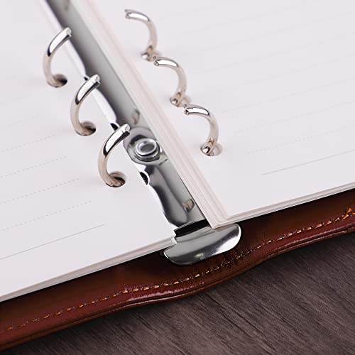 Antner A6 PU Leather Notebook Binder Refillable 6 Ring Binder for A6 Filler Paper, Loose Leaf Personal Planner Binder Cover with Magnetic Buckle Closure, Brown