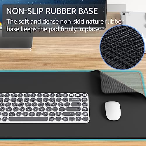 Ktrio Extended Gaming Mouse Pad with Stitched Edges, Large Mousepad with Premium-Textured Cloth, Non-Slip Rubber Base, Waterproof Keyboard Pad, Desk Mat for Gamer, Office & Home, 31.5 x 11.8 in, Black