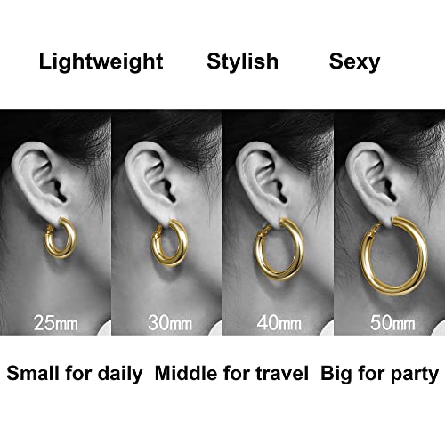 wowshow Small Chunky Thick Good Tube Hoops Earrings for Women