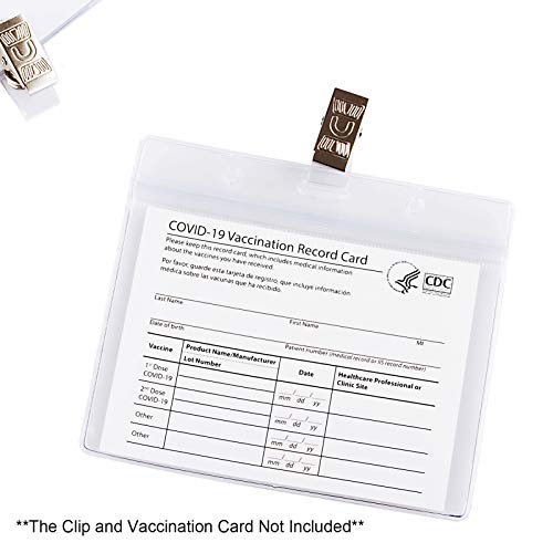 2 Pack - CDC Vaccinate Card Holder 4 X 3 Inches Immunization Record Vaccination Cards Protector Clear Vinyl Plastic Sleeve with Waterproof Type Resealable Zip