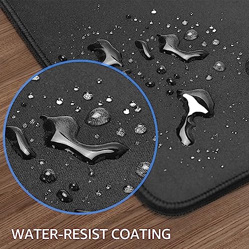 Ktrio Extended Gaming Mouse Pad with Stitched Edges, Large Mousepad with Premium-Textured Cloth, Non-Slip Rubber Base, Waterproof Keyboard Pad, Desk Mat for Gamer, Office & Home, 31.5 x 11.8 in, Black