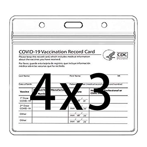 3 Pack-CDC Vaccine Card Protector 4 X 3 Inches Immunization Record Vaccination Cards Holder Clear Vinyl Plastic Sleeve 3 X 4 with Waterproof Type Resealable Zip (Card Sleeve Only)