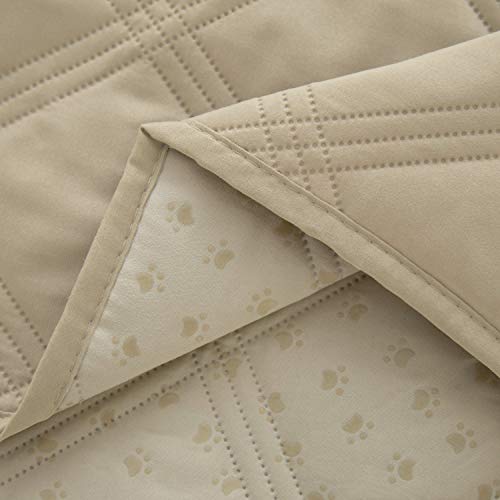 Ameritex Waterproof Dog Bed Cover Pet Blanket with Anti-Slip Back for Furniture Bed Couch Sofa (52x82 Inches, Beige)