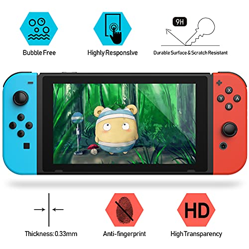 [3 Pack]Hestia Goods Tempered Glass Screen Protector for Nintendo Switch - Transparent HD Clear Anti-Scratch Screen Protector for Nintendo Switch