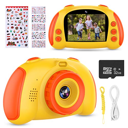 ITSHINY Kids Digital Camera, Kids HD Camera [ 32GB SD Card ] with 12.0 Mega Pixels & 1080P Birthday Toy Gifts for Age 3-9 Boys Girls -Yellow