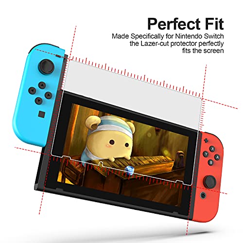 [3 Pack]Hestia Goods Tempered Glass Screen Protector for Nintendo Switch - Transparent HD Clear Anti-Scratch Screen Protector for Nintendo Switch