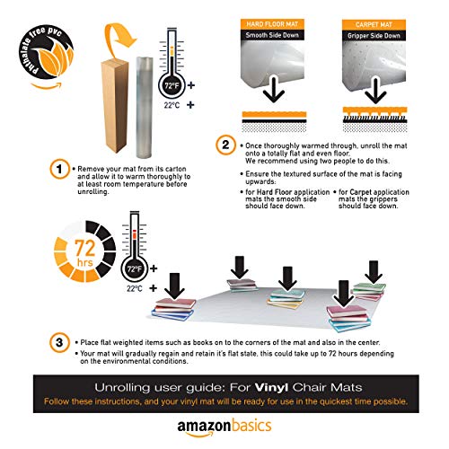 AmazonBasics Vinyl Chair Mat Protector for Hard Floors 47" x 35"