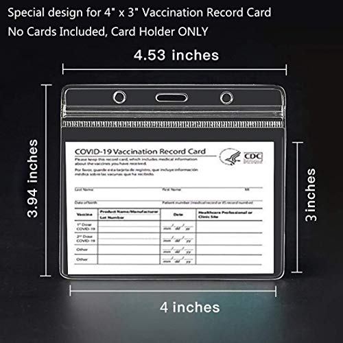 3 Pack-CDC Vaccine Card Protector 4 X 3 Inches Immunization Record Vaccination Cards Holder Clear Vinyl Plastic Sleeve 3 X 4 with Waterproof Type Resealable Zip (Card Sleeve Only)
