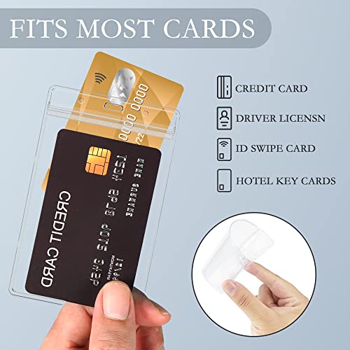 3 Pack CDC Vaccination Card Protector 4X3 in Immunization Record Vaccine Card Holder Horizontal Badge I'd Name Tags Clear PVC Sleeve Waterproof Type Resealable Zip w 3 Lanyard Slots for Events Travel