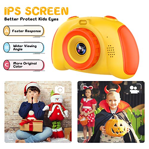 ITSHINY Kids Digital Camera, Kids HD Camera [ 32GB SD Card ] with 12.0 Mega Pixels & 1080P Birthday Toy Gifts for Age 3-9 Boys Girls -Yellow