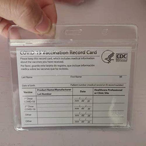 3 Pack-CDC Vaccine Card Protector 4 X 3 Inches Immunization Record Vaccination Cards Holder Clear Vinyl Plastic Sleeve 3 X 4 with Waterproof Type Resealable Zip (Card Sleeve Only)