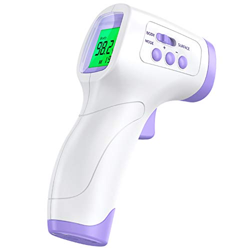 Forehead Thermometer for Adults KKmier No Contact Infrared Forehead Thermometer High Precision LCD Display Digital Temperature Gun Body Temperature Measurement for Baby, Children and All Ages