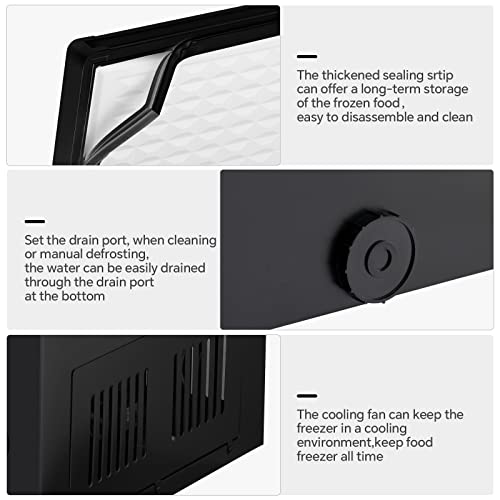 Kismile 5.0 Cubic Feet Chest Freezer with Removable Basket Free Standing Top open Door Compact Freezer with Adjustable Temperature for Home/Kitchen/Office/Bar (5.0 Cubic Feet, Black)