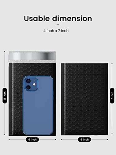 GSSUSA Black Poly Bubble Mailers 4x8 Padded Envelopes #000 Shipping Envelopes Bubble Mailers Self Sealing Padded Envelope 50Pack