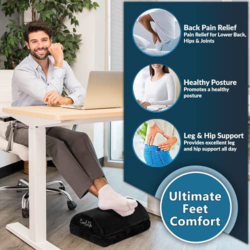 ComfiLife Foot Rest for Under Desk at Work â Adjustable Memory Foam Foot Rest for Office Chair & Gaming Chair â Ergonomic Design for Back & Hip Pain Relief (Black)