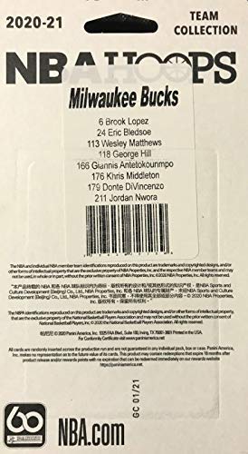 Milwaukee Bucks 2020 2021 Hoops Factory Sealed 8 Card Team Set with Giannis Antetokounmpo and Jordan Nwora Rookie Card
