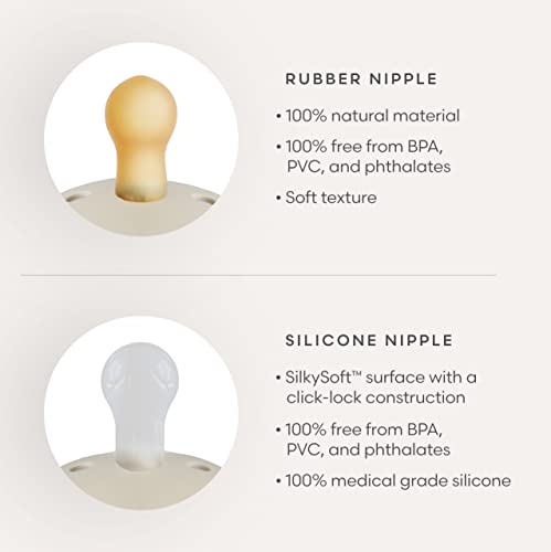 FRIGG Daisy Natural Rubber Baby Pacifier | Made in Denmark | BPA-Free (Graphite/Peach Bronze, 0-6 Months)