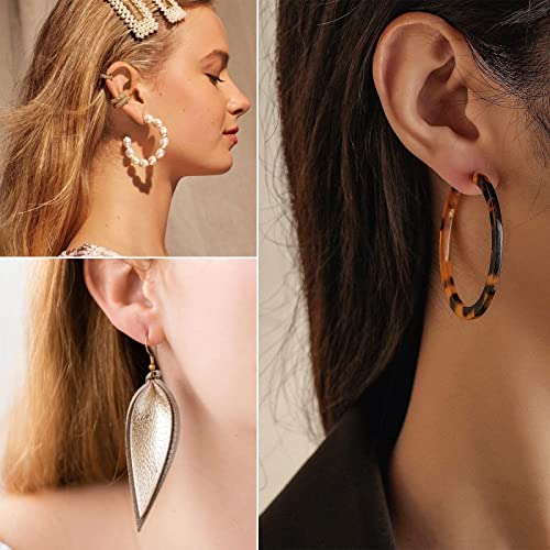 36 Pairs Fashion Tassel Earrings Set for Women Girls Bohemian Acrylic Hoop Stud Drop Dangle Earring Leather Leaf Earrings for Birthday/Party/Christmas/Friendship Gifts