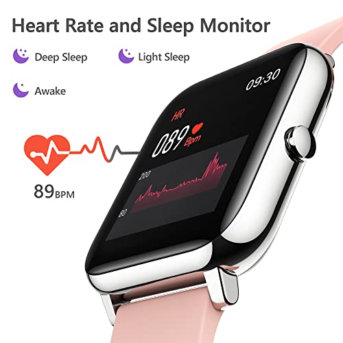 Smart Watch, KALINCO Fitness Tracker with Heart Rate Monitor, Blood Pressure, Blood Oxygen Tracking, 1.4 Inch Touch Screen Smartwatch Fitness Watch for Women Men Compatible with Android iPhone iOS