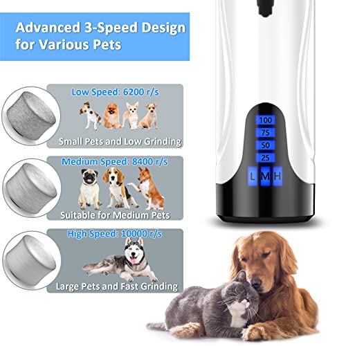 Quiet Electric Pet Nail Grinder, Rechargeable, Grooming Kit
