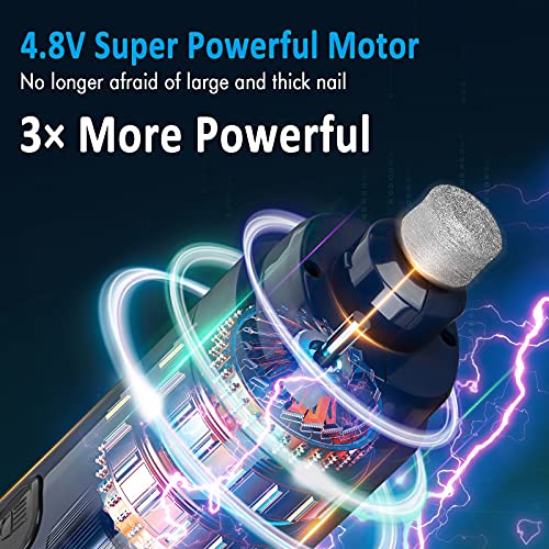 Casfuy Dog Nail Grinder with 2 LED Light - [Enhanced 4.8V Motor 3X More Powerful] 2-Speed Rechargeable Electric Pet Nail Trimmer for Medium Large Dogs Quiet Painless Paws Grooming & Smoothing Tool