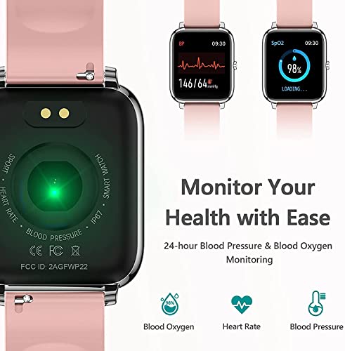 Smart Watch, KALINCO Fitness Tracker with Heart Rate Monitor, Blood Pressure, Blood Oxygen Tracking, 1.4 Inch Touch Screen Smartwatch Fitness Watch for Women Men Compatible with Android iPhone iOS