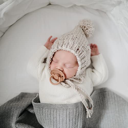 FRIGG Daisy Natural Rubber Baby Pacifier | Made in Denmark | BPA-Free (Graphite/Peach Bronze, 0-6 Months)