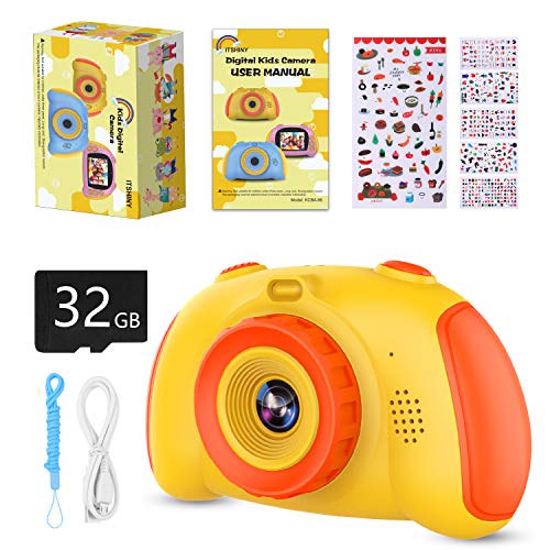 ITSHINY Kids Digital Camera, Kids HD Camera [ 32GB SD Card ] with 12.0 Mega Pixels & 1080P Birthday Toy Gifts for Age 3-9 Boys Girls -Yellow