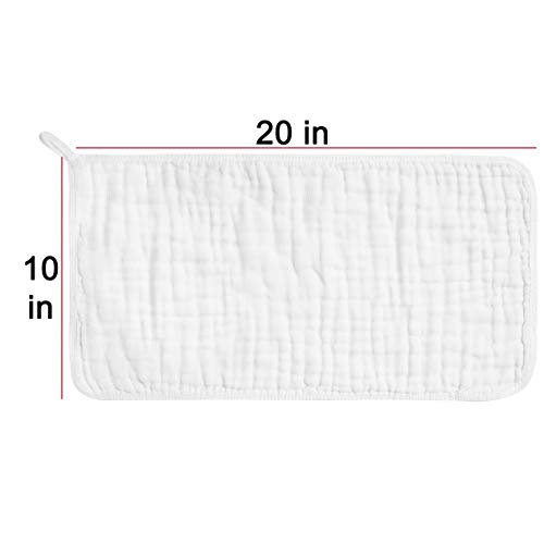 Muslin Burp Cloths for Baby 100% Cotton Large 20''X10'' 6 Layers Thicken Super Soft and Absorbent by CottCare(6 Pack,White)