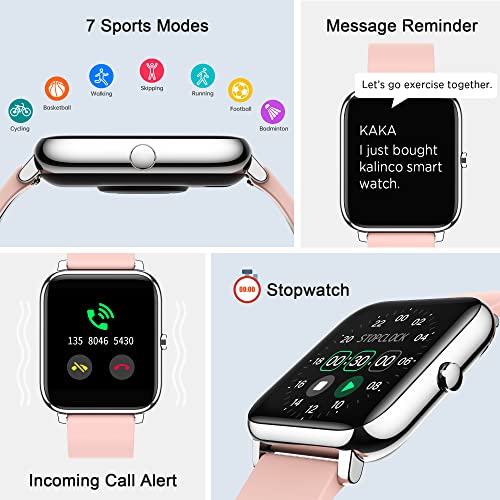 Smart Watch, KALINCO Fitness Tracker with Heart Rate Monitor, Blood Pressure, Blood Oxygen Tracking, 1.4 Inch Touch Screen Smartwatch Fitness Watch for Women Men Compatible with Android iPhone iOS