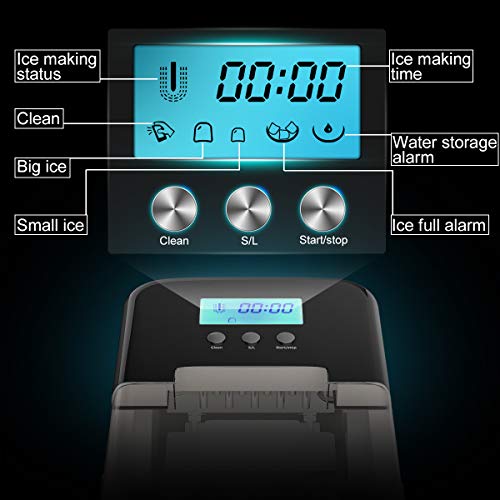 COSTWAY Countertop Ice Maker, 26LBS/24H with Self-clean Function, LCD Display, 9 Bullet Ice / 7 Mins, Portable and Compact Ice Machine with Ice Scoop, for Homes, Offices, Restaurants, Bars, Black