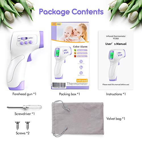 Forehead Thermometer for Adults KKmier No Contact Infrared Forehead Thermometer High Precision LCD Display Digital Temperature Gun Body Temperature Measurement for Baby, Children and All Ages