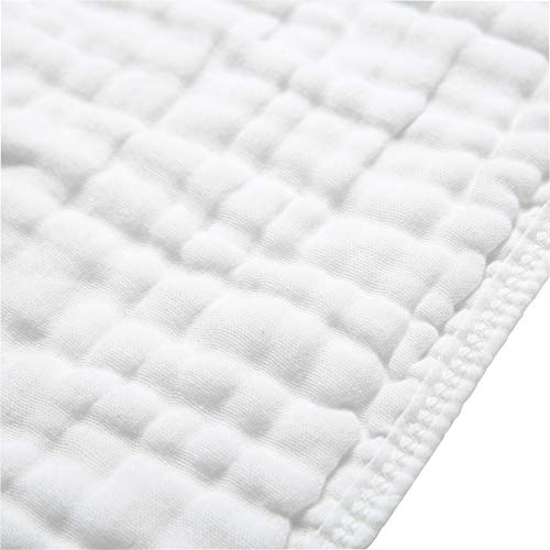 Muslin Burp Cloths for Baby 100% Cotton Large 20''X10'' 6 Layers Thicken Super Soft and Absorbent by CottCare(6 Pack,White)