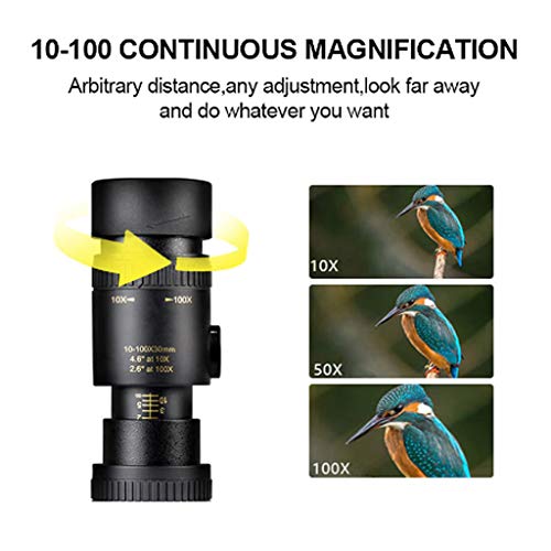 Longaoa 4K 10-300X40mm Super Telephoto Zoom Monocular Telescope with Tripod for Smartphone Portable &Astronomy Beginners,Waterproof, Fogproof, HD,Easy Focus,Night Vision, for Travelling/Camping(A)
