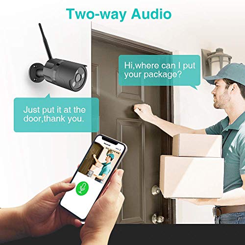 Outdoor Camera Wireless - 1080P WiFi Outdoor Security Camera, FHD Night Vision, A.I. Motion Detection, Instant Alert via Phone, 2-Way Audio, Live Video Zooms Function, Cloud Storage/Micro SD Card