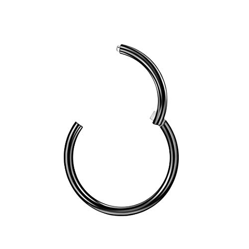 JOFUKIN 10g Hoops 10mm 10 Gauge Hoop Nose Rings for Men Black Nose Ring Hoop Surgical Steel Nose Hoop Hypoallergenic Body Piercing Rings for Lobe Bull Septum Hoop