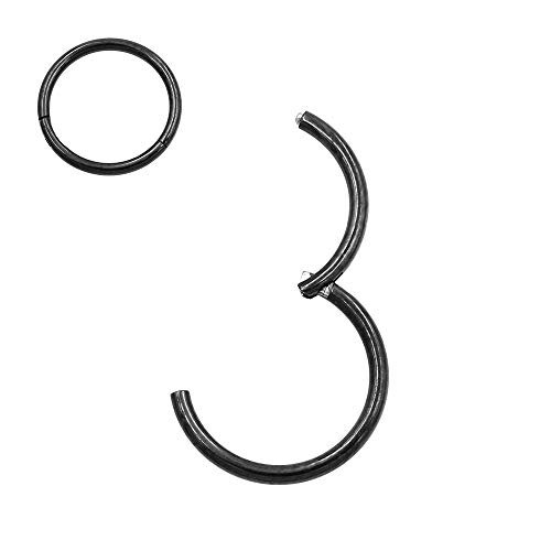 JOFUKIN 10g Hoops 10mm 10 Gauge Hoop Nose Rings for Men Black Nose Ring Hoop Surgical Steel Nose Hoop Hypoallergenic Body Piercing Rings for Lobe Bull Septum Hoop