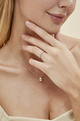 EAMTI 2mm 14K White Gold Plated Wedding Band Cubic Zirconia Full Eternity Stackable Engagement Ring Size 10