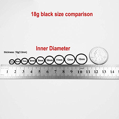 JOFUKIN 10g Hoops 10mm 10 Gauge Hoop Nose Rings for Men Black Nose Ring Hoop Surgical Steel Nose Hoop Hypoallergenic Body Piercing Rings for Lobe Bull Septum Hoop