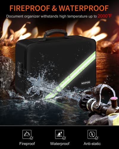 Noiposi File Organizer Bag , Fireproof Document Bag with Lock ,Home Office Safe Document Organizer with Handle , Portable Filing Storage Box Holder for Documents ,File,Passport & Certificate