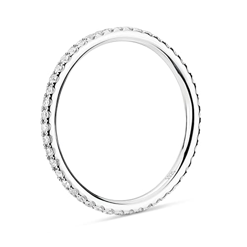 PAVOI AAAAA CZ Sterling Silver Cubic Zirconia Stackable Eternity Ring - Size 6
