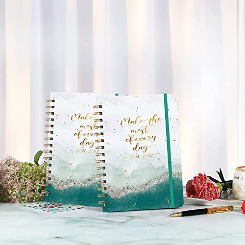 2021 Planner - 2021 Weekly & Monthly Planner Jan - Dec with Tabs, 6.3" x 8.4", Hardcover with Back Pocket + Thick Paper + Banded, Twin-Wire Binding - Gold Foil