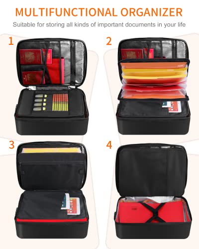 Noiposi File Organizer Bag , Fireproof Document Bag with Lock ,Home Office Safe Document Organizer with Handle , Portable Filing Storage Box Holder for Documents ,File,Passport & Certificate