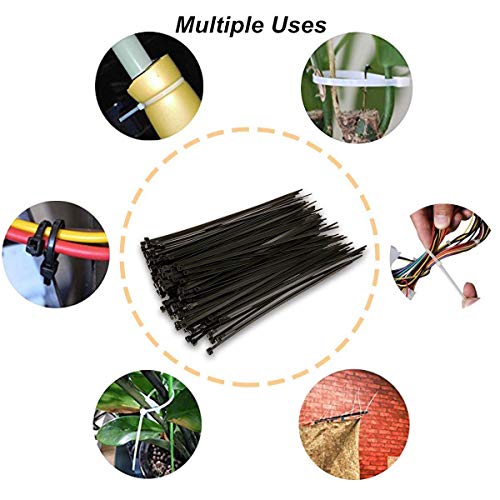 Cable Zip Ties,500 Packs Self-Locking 4+6+8+10+12-Inch Width 0.16inch Nylon Cable Ties,Perfect for Home,Office,Garage and Workshop (Black)