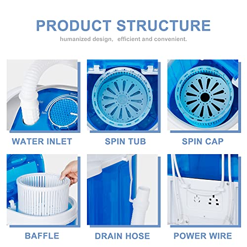 SUPER DEAL Mini Washing Machine Compact Counter Top Washer with Spin Cycle Basket and Drain Hose